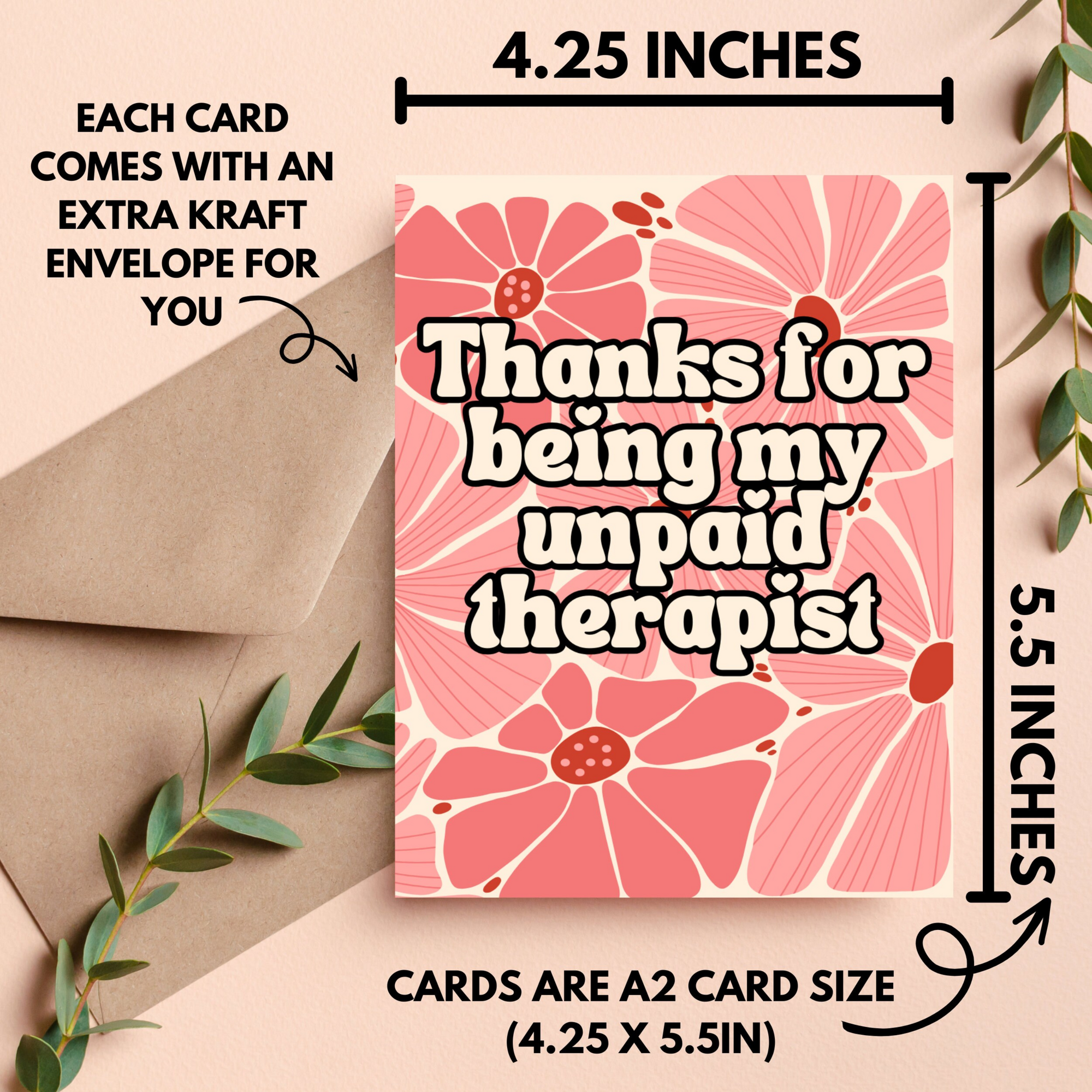 Unpaid Therapist Funny Thank You Card