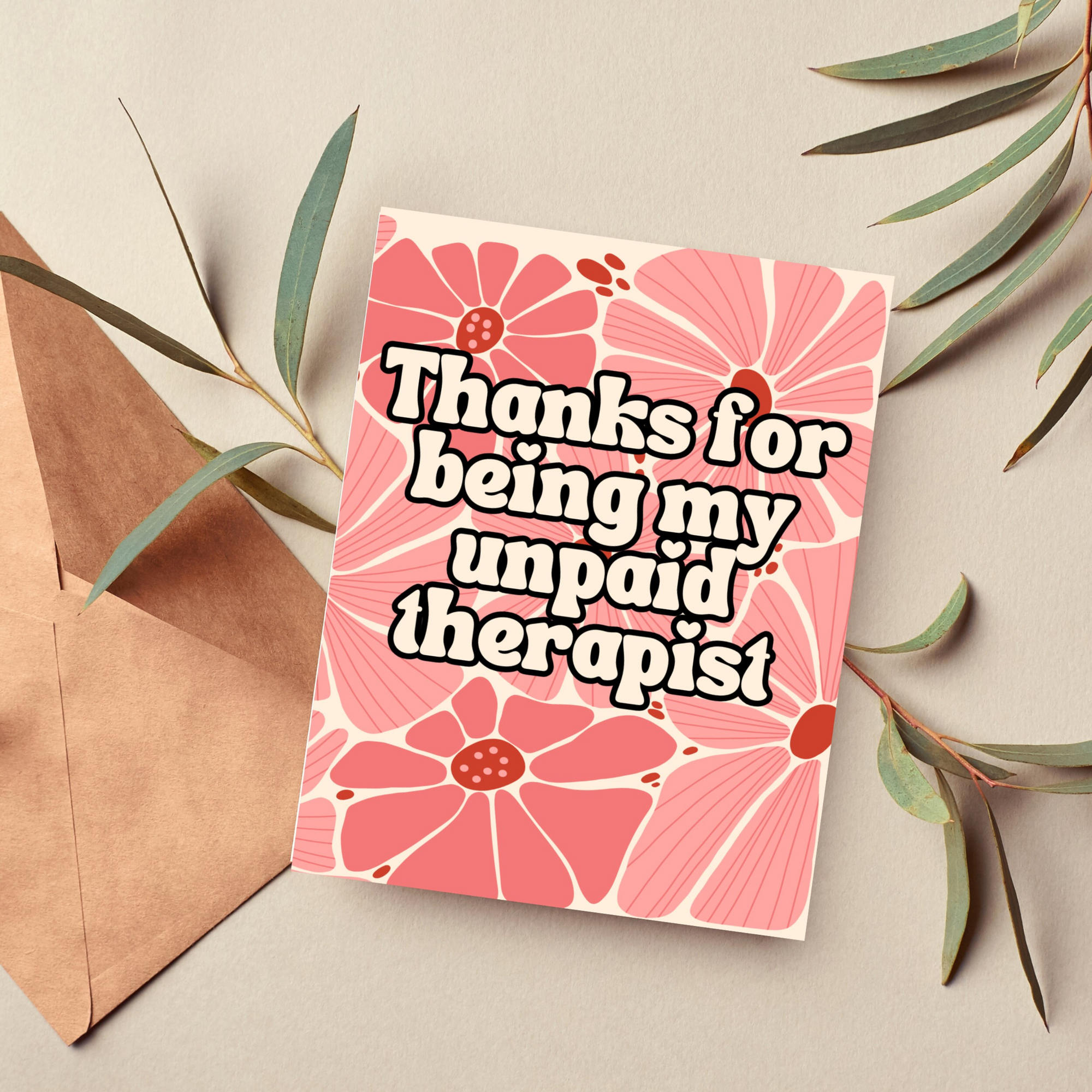 Unpaid Therapist Funny Thank You Card